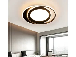 NETTLIFE Lámpara de Techo LED Redonda 66W Moderna 48,5cm Dormitorio Negro Regulable con Control Remoto Sala de Estar para Cocina Pasillo Oficina