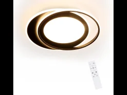 NETTLIFE Lámpara de Techo LED Redonda 66W Moderna 48,5cm Dormitorio Negro Regulable con Control Remoto Sala de Estar para Cocina Pasillo Oficina