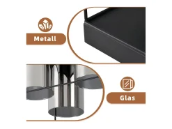 NETTLIFE Lámpara de techo para salón, cristal, 4 bombillas, E27, estilo industrial vintage, metal, negro, retro