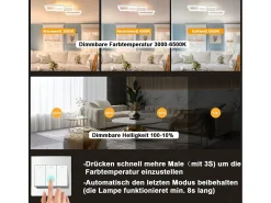 NETTLIFE Lámpara de Techo LED 48W Lámpara de Salón Regulable con Control Remoto Diseño Moderno Dormitorio Blanco para Cocina Pasillo Oficina