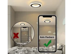 NETTLIFE Lámpara de Techo LED 23W Negro Redondo Moderno Blanco Cálido 24cm Lámpara de Dormitorio para Cocina Pasillo Sala de Estar