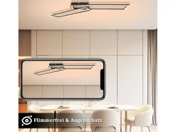 NETTLIFE Lámpara de techo LED 2 negra de 102 cm, moderna, regulable, con mando a distancia, 36 W