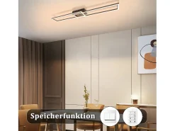 NETTLIFE Lámpara de techo LED 2 negra de 102 cm, moderna, regulable, con mando a distancia, 36 W
