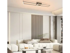 NETTLIFE Lámpara de techo LED 2 negra de 102 cm, moderna, regulable, con mando a distancia, 36 W