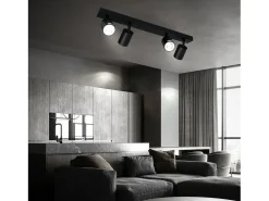 NETTLIFE Lámpara de Techo LED 4 Focos GU10 Negros Orientable 350°, Lámpara Moderna para Salón Dormitorio Estilo Industrial Sin Bombilla