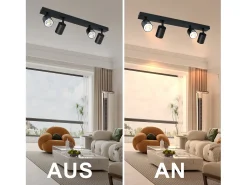 NETTLIFE Lámpara de Techo LED 4 Focos GU10 Negros Orientable 350°, Lámpara Moderna para Salón Dormitorio Estilo Industrial Sin Bombilla