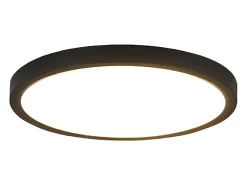 NETTLIFE Lámpara de techo LED plana negra de 18 cm y 15 W, redonda, pequeña, LED blanco cálido integrado permanentemente, 3000 K