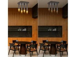 NETTLIFE Lámpara de Techo Vintage E14 Lámpara Industrial Lámpara de Dormitorio Gris con 4 Focos de Metal para Sala de Estar Cocina Pasillo Bar