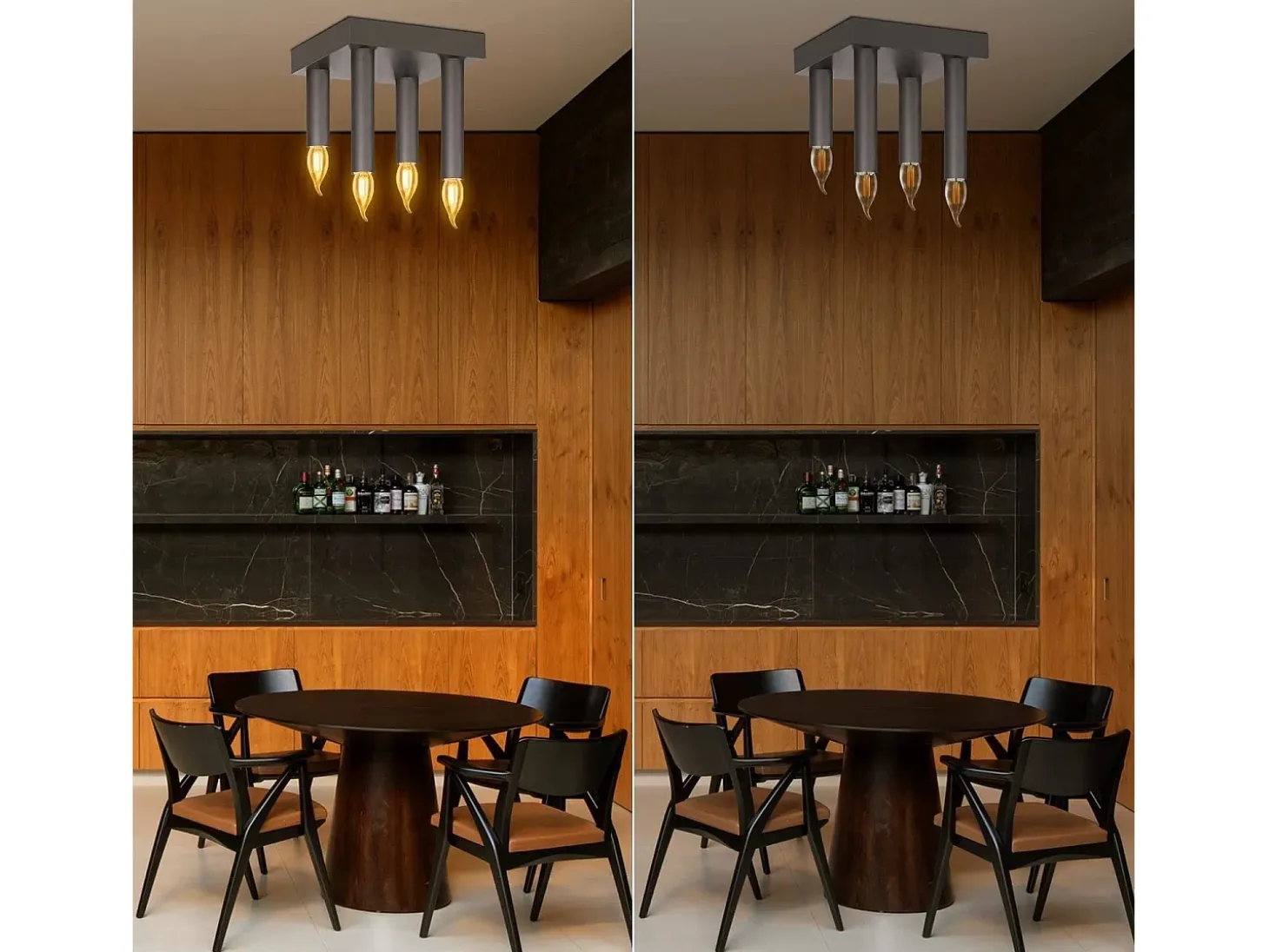 NETTLIFE Lámpara de Techo Vintage E14 Lámpara Industrial Lámpara de Dormitorio Gris con 4 Focos de Metal para Sala de Estar Cocina Pasillo Bar