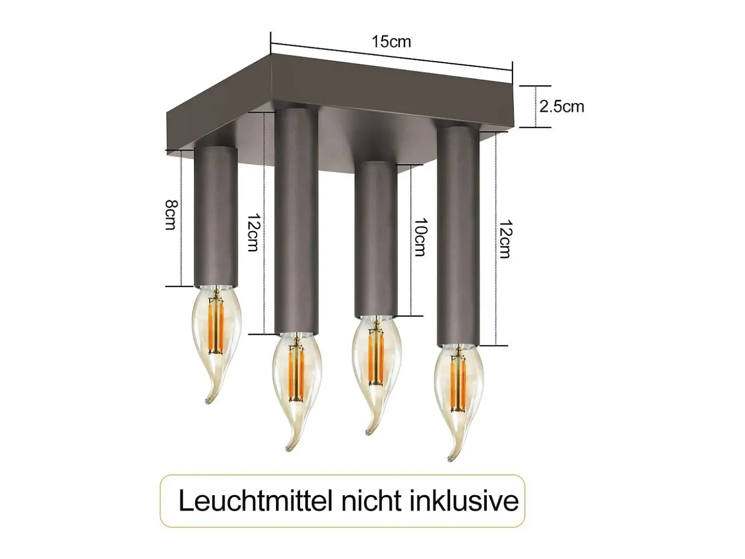 NETTLIFE Lámpara de Techo Vintage E14 Lámpara Industrial Lámpara de Dormitorio Gris con 4 Focos de Metal para Sala de Estar Cocina Pasillo Bar
