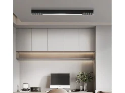 NETTLIFE Lámpara de Techo LED Negra Lámpara de Sala de Estar Regulable Moderna de 25 W de Largo con Control Remoto de 80 CM para Dormitorio de Oficina