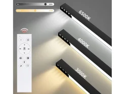 NETTLIFE Lámpara de Techo LED Negra Lámpara de Sala de Estar Regulable Moderna de 25 W de Largo con Control Remoto de 80 CM para Dormitorio de Oficina