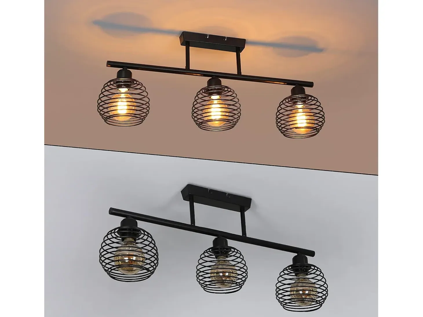 NETTLIFE Lámpara de Techo Retro Vintage 25W E27 Lámpara Industrial Lámpara de Diseño Negra para Sala de Estar Dormitorio Sala de Estudio Mesa de