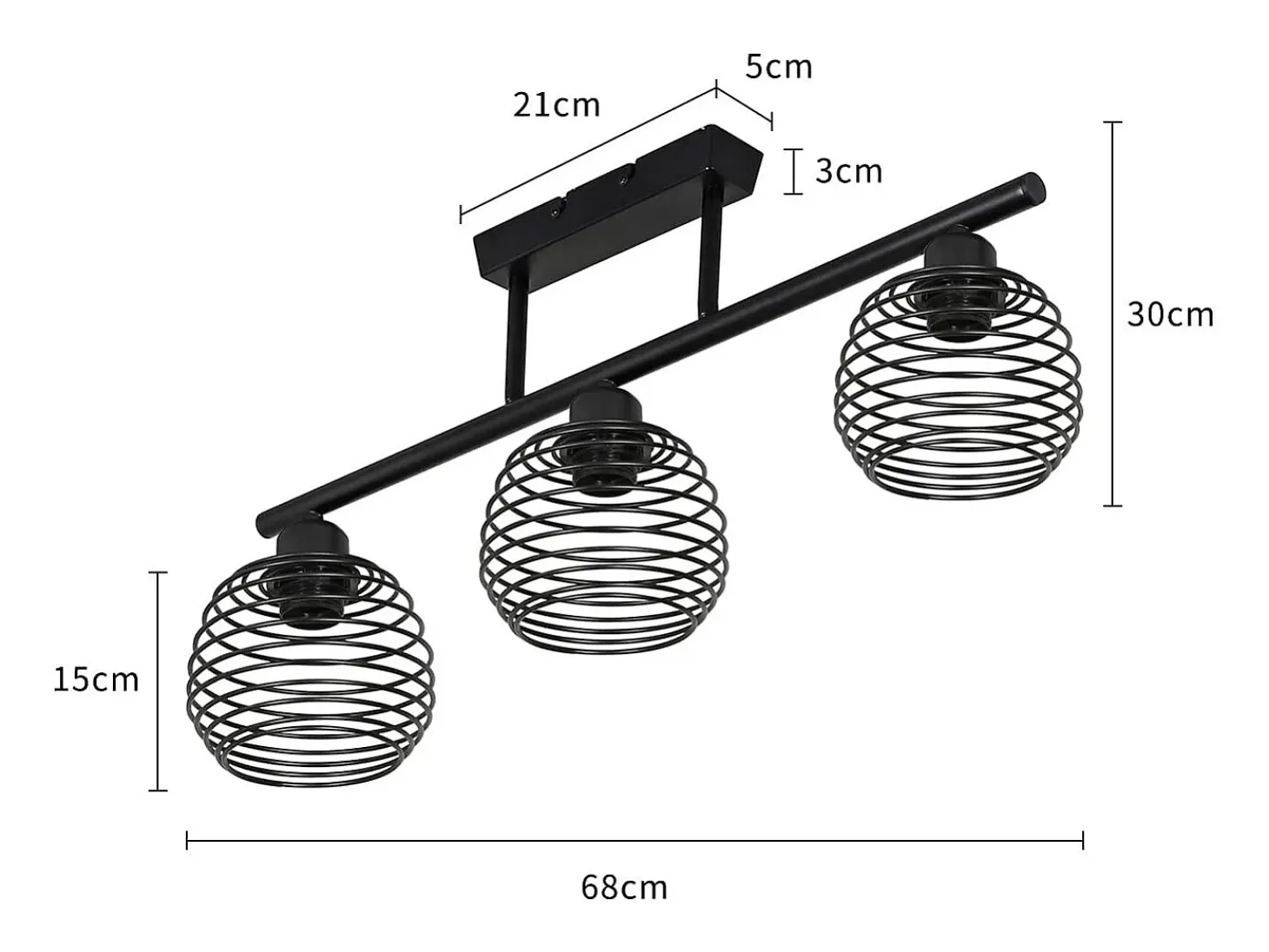 NETTLIFE Lámpara de Techo Retro Vintage 25W E27 Lámpara Industrial Lámpara de Diseño Negra para Sala de Estar Dormitorio Sala de Estudio Mesa de