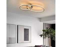 NETTLIFE Lámpara de techo LED Nettlife, lámpara de techo para salón, diseño moderno con anillos, luz blanca cálida de 3000 K,29 W, 62,5 cm