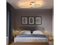 NETTLIFE Lámpara de techo LED Nettlife, lámpara de techo para salón, diseño moderno con anillos, luz blanca cálida de 3000 K,29 W, 62,5 cm