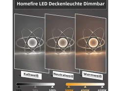 NETTLIFE Lámpara de Techo LED de Diseño Moderno con Control Remoto 77W Regulable Lámpara de para Sala de Estar para Dormitorio Pasillo Oficina