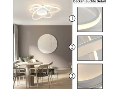 NETTLIFE Lámpara de Techo LED de Diseño Moderno con Control Remoto 77W Regulable Lámpara de para Sala de Estar para Dormitorio Pasillo Oficina