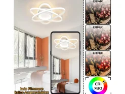 NETTLIFE Lámpara de Techo LED de Diseño Moderno con Control Remoto 77W Regulable Lámpara de para Sala de Estar para Dormitorio Pasillo Oficina