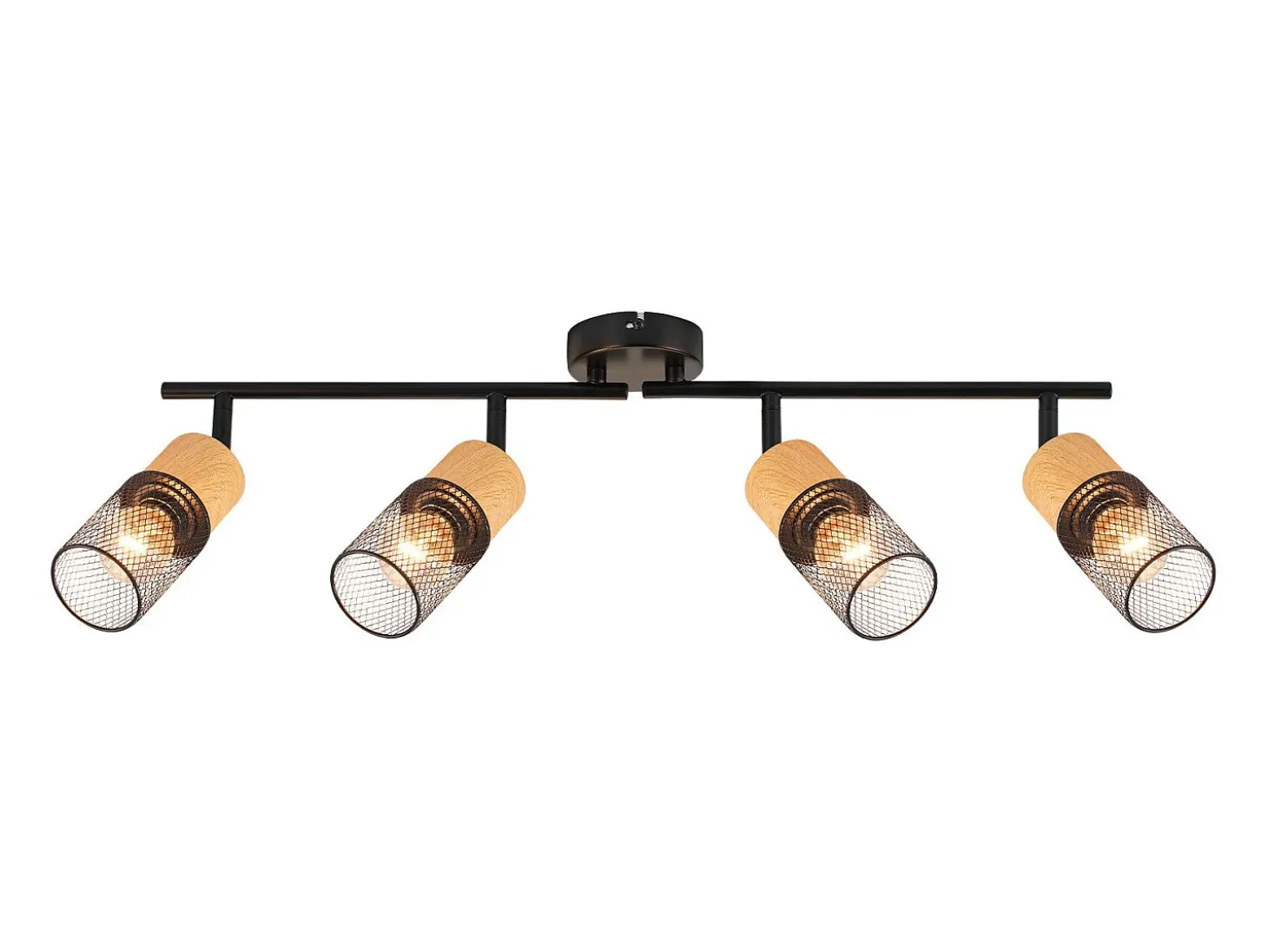 NETTLIFE Lámpara de techo de madera E14 Lámpara de techo ajustable 350° Aplique de pared vintage Ajustable Sin bombilla