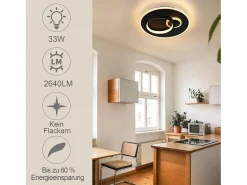 NETTLIFE Lámpara de Techo LED Lámpara de Negra 33 W Regulable con Control Remoto Lámpara de Diseño Moderno Lámpara Redonda para Dormitorio