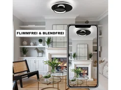 NETTLIFE Lámpara de Techo LED Lámpara de Negra 33 W Regulable con Control Remoto Lámpara de Diseño Moderno Lámpara Redonda para Dormitorio