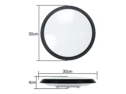 NETTLIFE Lámpara de Techo LED con Sensor de Movimiento Interior Negro IP44 15W Lámpara de Sótano Redonda con Sensor de Movimiento Ø 30cm 4000K