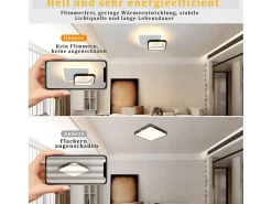 NETTLIFE Lámpara de Techo LED 3000K 24,5cm 22W Lámpara de Pasillo Lámpara de Cocina de Diseño Moderno Negro para Dormitorio Sala de Estar