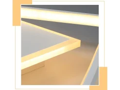NETTLIFE Lámpara de techo LED regulable de 44 W, blanca, diseño cuadrado, con mando a distancia, 44 x 40 cm