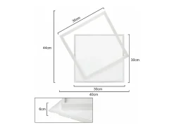 NETTLIFE Lámpara de techo LED regulable de 44 W, blanca, diseño cuadrado, con mando a distancia, 44 x 40 cm