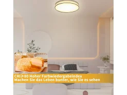 NETTLIFE Lámpara de techo LED redonda blanca moderna de 30 cm y 12 W con pantalla de tela, 3000 K, blanco cálido, para sala de estar y dormitorio