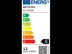 NETTLIFE Lámpara de techo LED redonda blanca moderna de 30 cm y 12 W con pantalla de tela, 3000 K, blanco cálido, para sala de estar y dormitorio