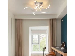 NETTLIFE Lámpara de Techo LED Blanca Moderna Regulable 65 CM Diseño de Forma de Onda Lámpara de Dormitorio 48 W para Sala de Estar Oficina Pasillo