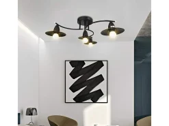 NETTLIFE Lámpara de Techo Vintage E27 Lámpara Industrial Negra Retro Lámpara de Lámpara de Dormitorio Interior Lámpara de Iluminación de Sala de Estar