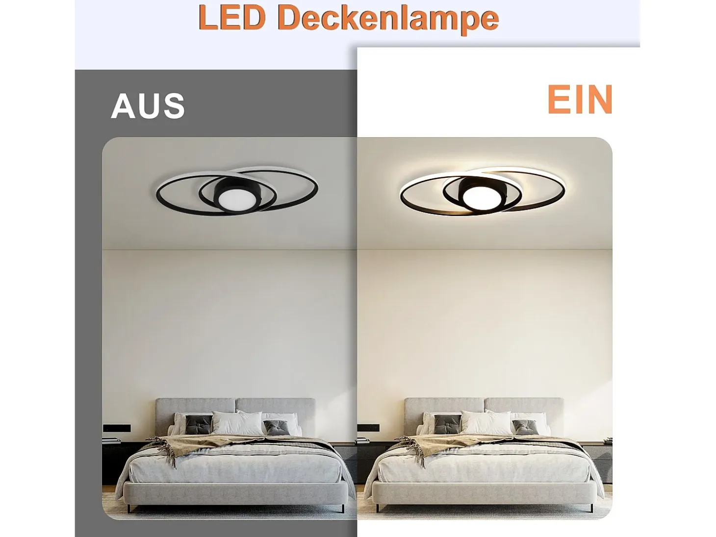 NETTLIFE Lámpara de Techo LED Negro 3000K-6500K Regulable 48W Habitación Infantil Salón con Mando a Distancia Moderna para Dormitorio Cocina Balcón