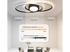 NETTLIFE Lámpara de Techo LED Negro 3000K-6500K Regulable 48W Habitación Infantil Salón con Mando a Distancia Moderna para Dormitorio Cocina Balcón