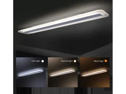 NETTLIFE Lámpara de Techo LED Regulable con Control Remoto 60 cm 23 W Oficina Pasillo Sala de Estar Moderna Dormitorio Blanco Cocina Sala de Estudio