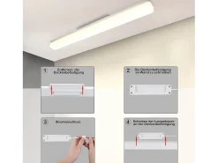 NETTLIFE Lámpara de techo LED para , 24 W, luz diurna, 60 cm de largo, 4000 K, blanco neutro, lámpara de interior para garaje, sótano, oficina