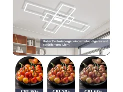 NETTLIFE Lámpara de Techo LED Regulable 50W Blanco con Mando a Distancia Diseño Moderno Salón Dormitorio Geométrico para Cocina Pasillo