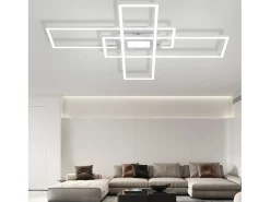 NETTLIFE Lámpara de Techo LED Regulable 50W Blanco con Mando a Distancia Diseño Moderno Salón Dormitorio Geométrico para Cocina Pasillo