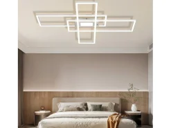 NETTLIFE Lámpara de Techo LED Regulable 50W Blanco con Mando a Distancia Diseño Moderno Salón Dormitorio Geométrico para Cocina Pasillo