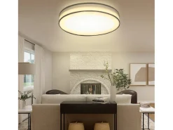 NETTLIFE Lámpara de Techo LED 38 CM Regulable con Control Remoto Lámpara de Techo de Tela Moderna Redonda Blanca para Sala de Estar Dormitorio Pasillo