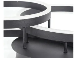 NETTLIFE Lámpara de techo LED negra regulable, 82 cm, con control remoto, 74 W, diseño de 3 anillos en acrílico.