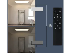 NETTLIFE Lámpara de Techo LED, 80 x 30 cm, 39W, 3000K Regulable, Plana, Lámpara con Control Remoto, Panel, Blanco, Lámpara de Escritorio para Cocina