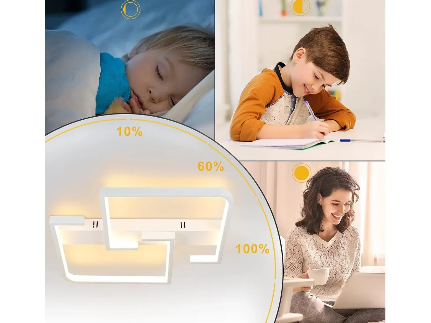 NETTLIFE Lámpara de Techo LED Metal Blanco 35W Lámpara de Salón Moderna Regulable con Control Remoto Lámpara de Diseño Cuadrada para Dormitorio