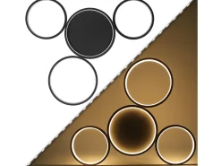 NETTLIFE Lámpara de Techo LED Negro Cálido 29W Moderna con 4 Anillos Lámpara de Diseño Lámpara Decorativa para Dormitorio para Habitación Infantil