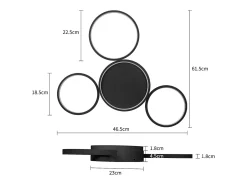 NETTLIFE Lámpara de Techo LED Negro Cálido 29W Moderna con 4 Anillos Lámpara de Diseño Lámpara Decorativa para Dormitorio para Habitación Infantil