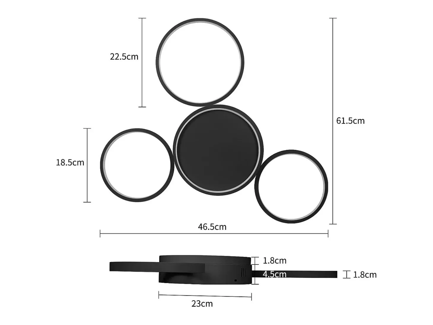 NETTLIFE Lámpara de Techo LED Negro Cálido 29W Moderna con 4 Anillos Lámpara de Diseño Lámpara Decorativa para Dormitorio para Habitación Infantil