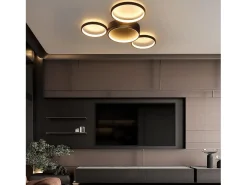 NETTLIFE Lámpara de Techo LED Negro Cálido 29W Moderna con 4 Anillos Lámpara de Diseño Lámpara Decorativa para Dormitorio para Habitación Infantil