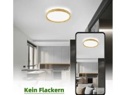 NETTLIFE Lámpara de Techo LED - Lámpara de Aspecto de Madera Ø40cm Lámpara de Techo Lámpara de Dormitorio Regulable 43W con Control Remoto